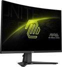 Gebogen MSI gaming monitor met een geel logo en 'MAG MSI ARSENAL GAMING' tekst.
