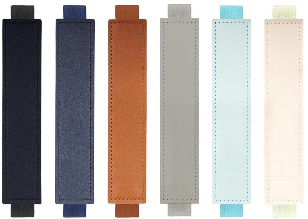 VLEMICO- Penhouder - Verstelbare Elastische Band - 6 Stuks - PU Leer - Geschikt voor Notitieboeken - Lichtgewicht - Diverse Kleuren - Notitieboek