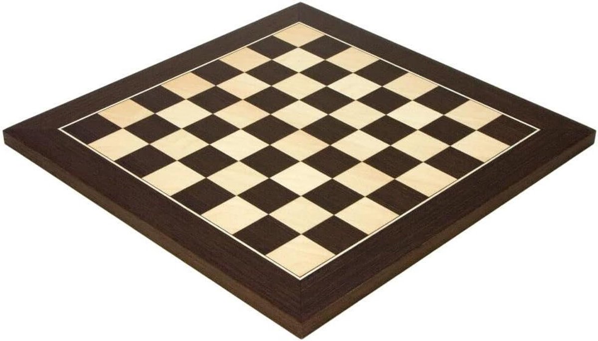 Houten Schaakbord - Inlegbord Spel - Strategisch Spel - Handgemaakt Vakmanschap - 53 cm - Donkerbruin