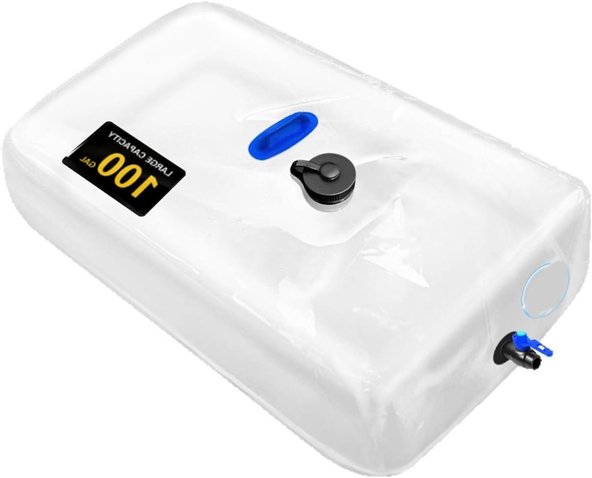 Wateremmer Opvouwbaar - Regenwaterzak Opbergzak - Outdoor Water Opslag - Lekvrije Ontwerp - 100 Gallon - Zwart