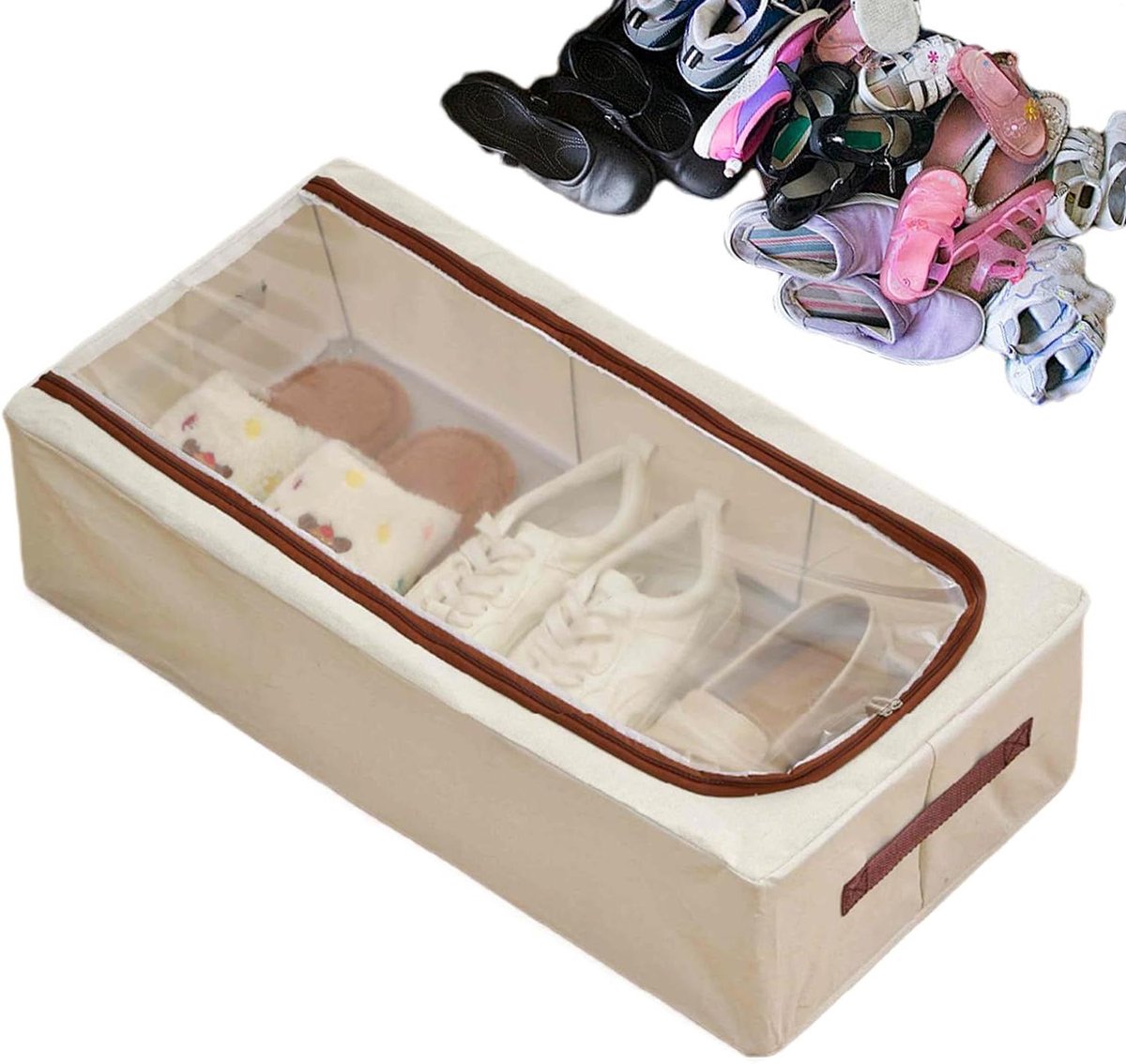 Opbergzakken met ritssluiting - Opberghoes organizer - Kleding opbergen - Stalen frame constructie - 615 x 325 cm - Grijs