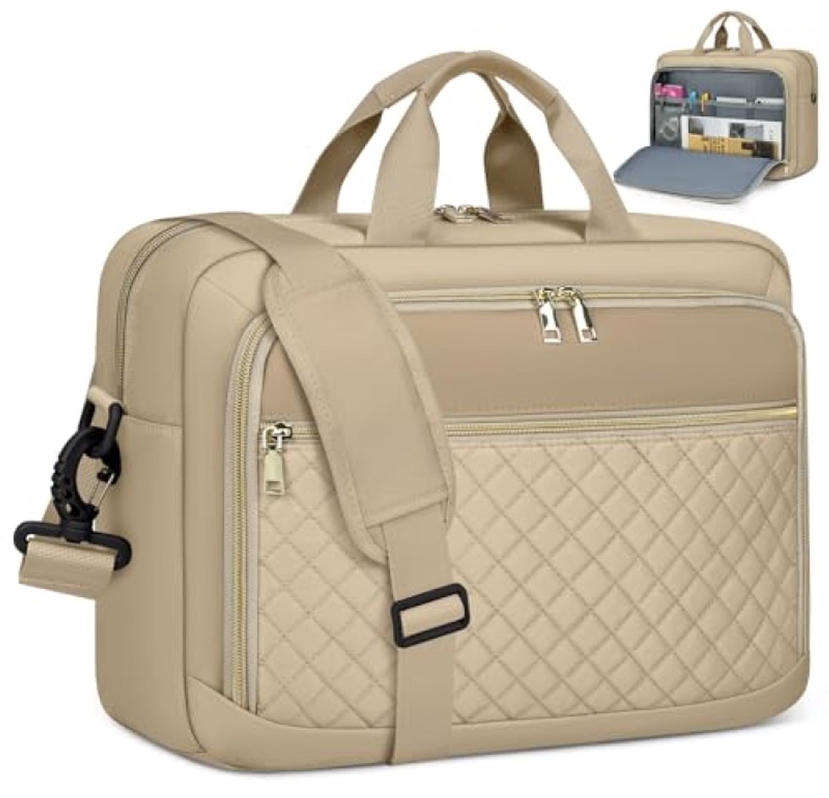 Laptop Tas - Aktetas Schoudertas - Zakelijk Reizen - Waterdicht Polyester - 43 x 15 x 32 cm - Zwart