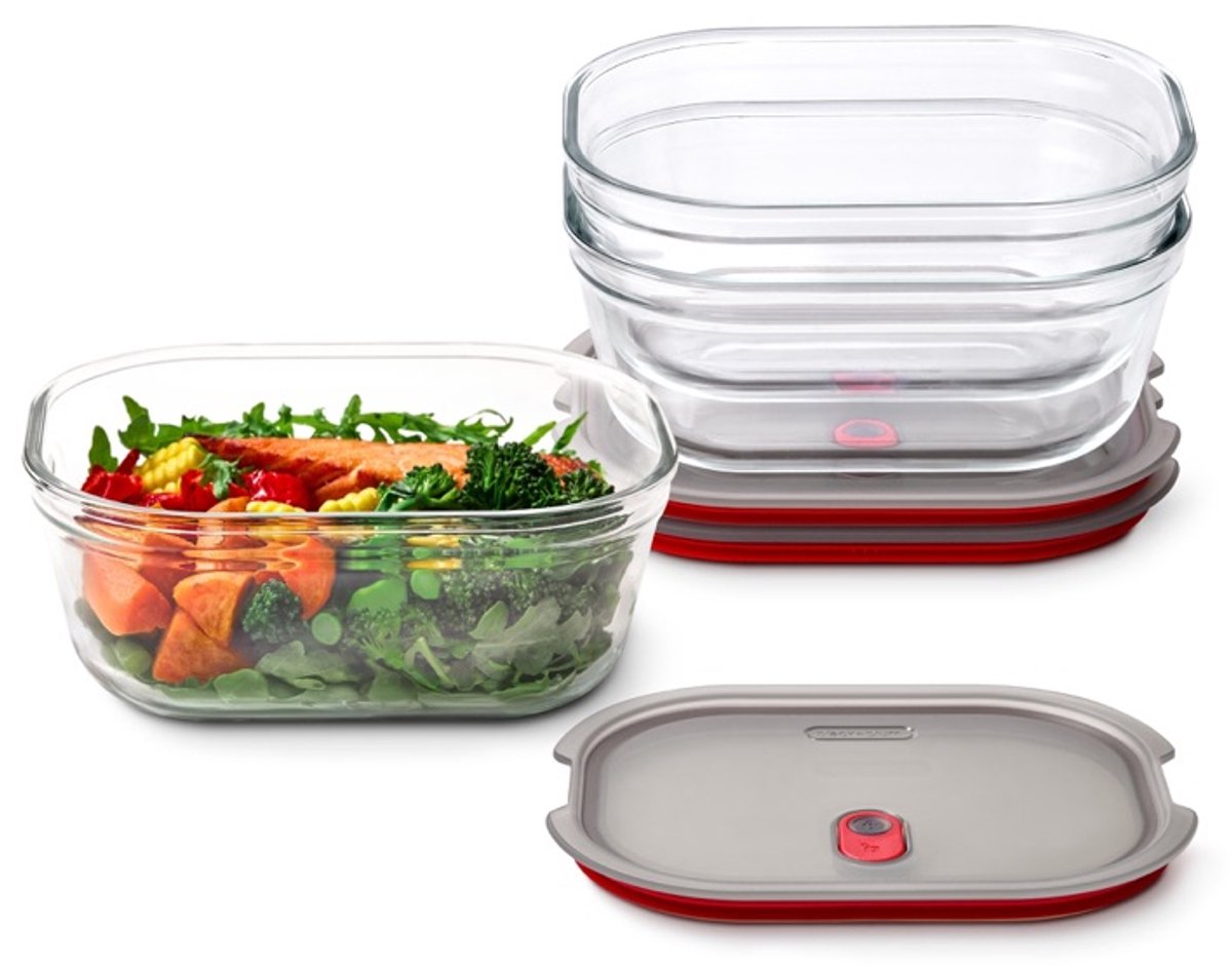 BLACK + BLUM Stack + Nest Meal Prep Vershoudbakjes Glas - 1.2L - set van 3