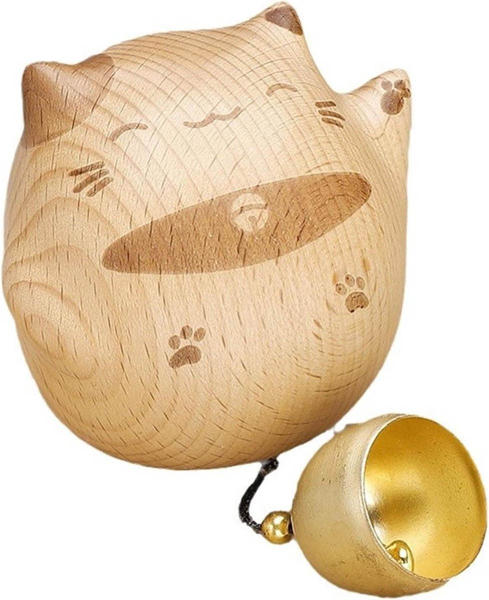 Houten Deurbel Decoratie - Woondecoratie Bel - Deur Aankondiging - Aangenaam Rinkelend Geluid - 8.5 x 5 x 7.5 cm