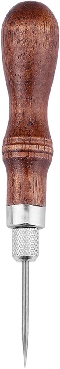 Leer Bewerking Priem - Naai Gereedschap - Leer Naaien - Vier Verwisselbare Punten - 25 cm - Houtkleur