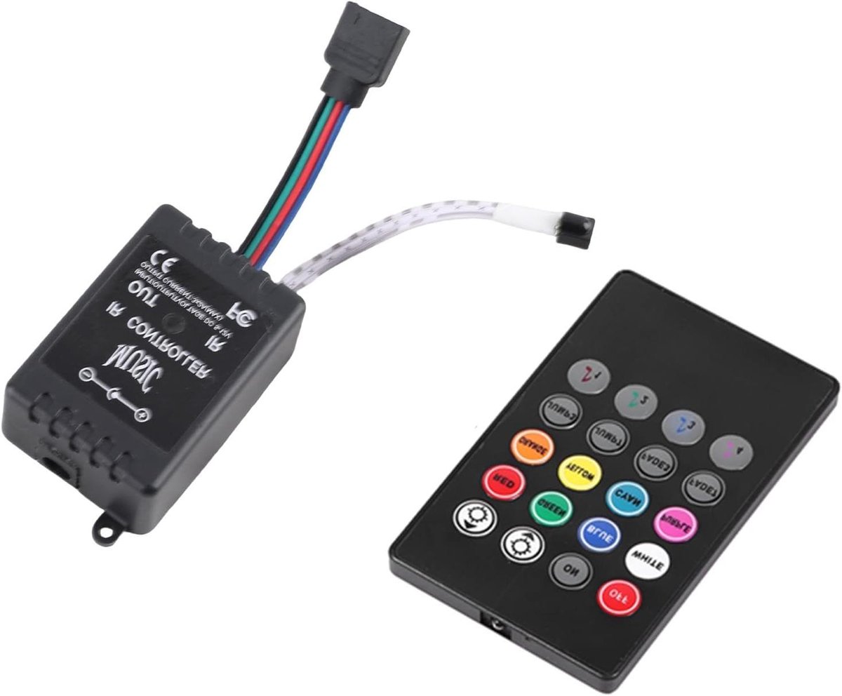 Muziek Controller - LED Afstandsbediening - Sfeerverlichting Creëren - Geluidsgestuurde Kleuren - 20 Toetsen - Zwart