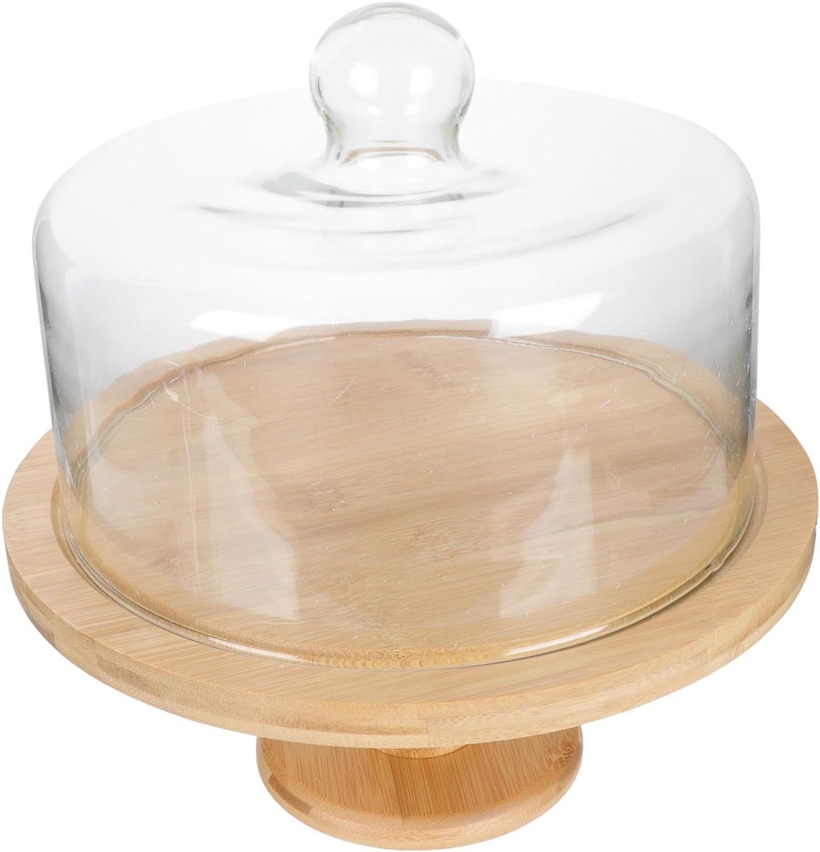 Houten Dessertplateau - Taartstandaard Deksel - Gebak Presenteren - Stevige Houten Basis - 27x20cm - Khaki