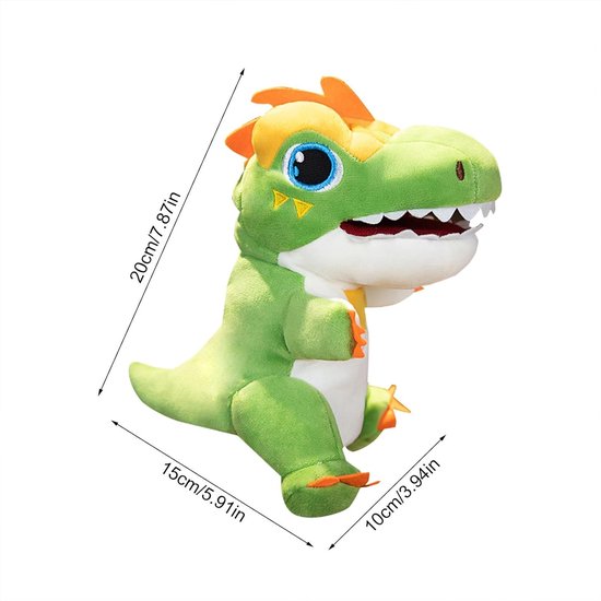Dinosaurus Handpop - Pluche Speelgoed - Verhalen Vertellen - Zacht & Duurzaam - 20 cm - Groen — afbeelding 2