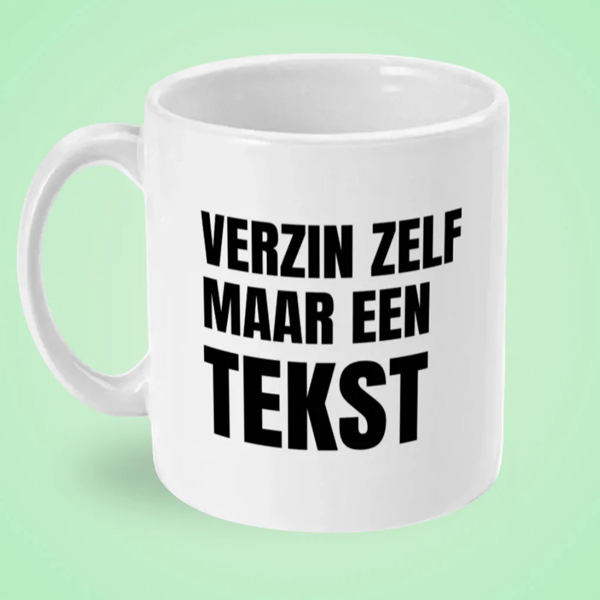 Mokster Cadeau Collega – Grappige Mok met Tekst Verzin Zelf Maar Een Tekst – Droge Kantoorhumor Koffiemok 325 ml
