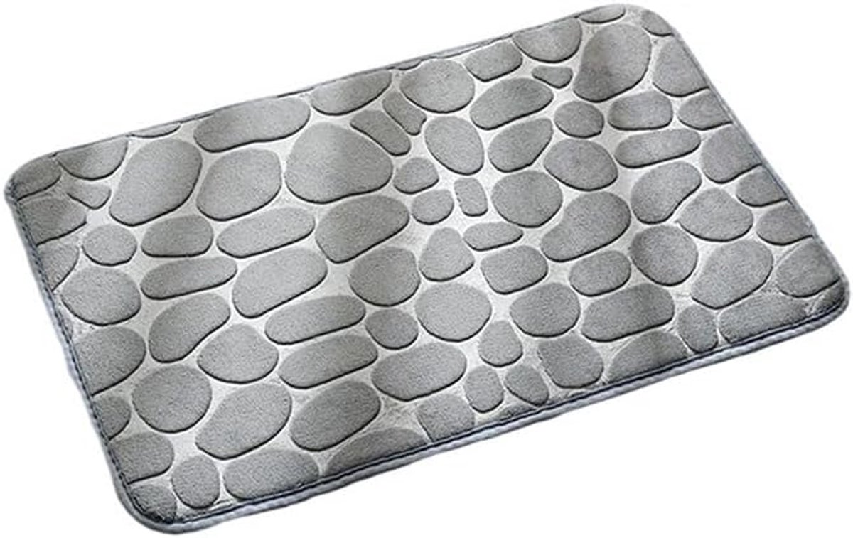 Absorberende badmat van 50 x 80 cm, antislip, zachte vloermat, geschikt voor slaapkamer, badkamer, douche, woondecoratie (lichtgrijs)
