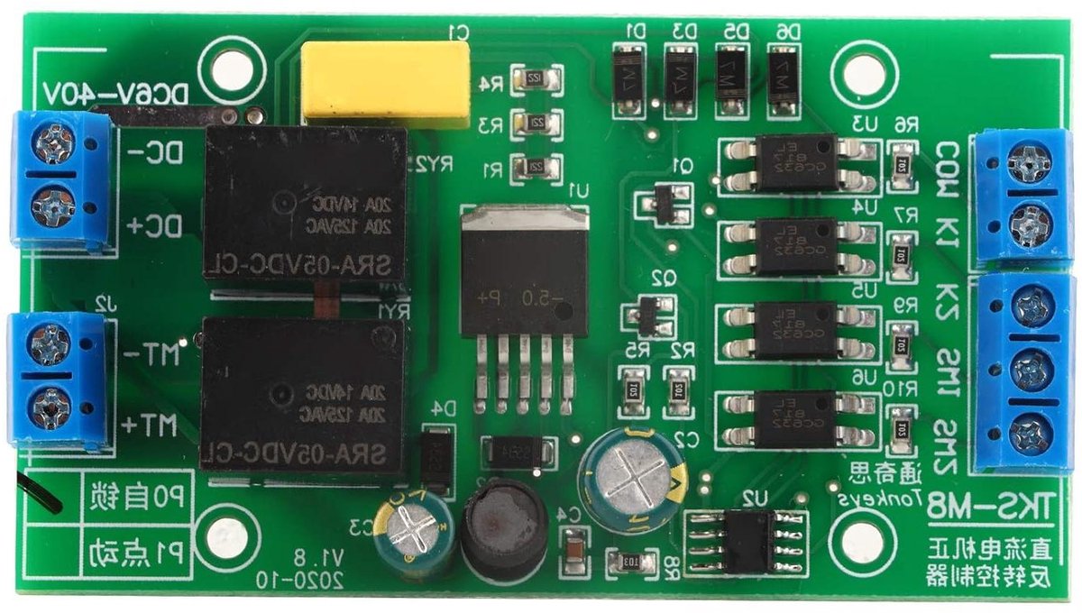 Motorcontroller - Omkeerschakelaar - Rotatie Controle - 20A Relais - 6V-40V - Zwart