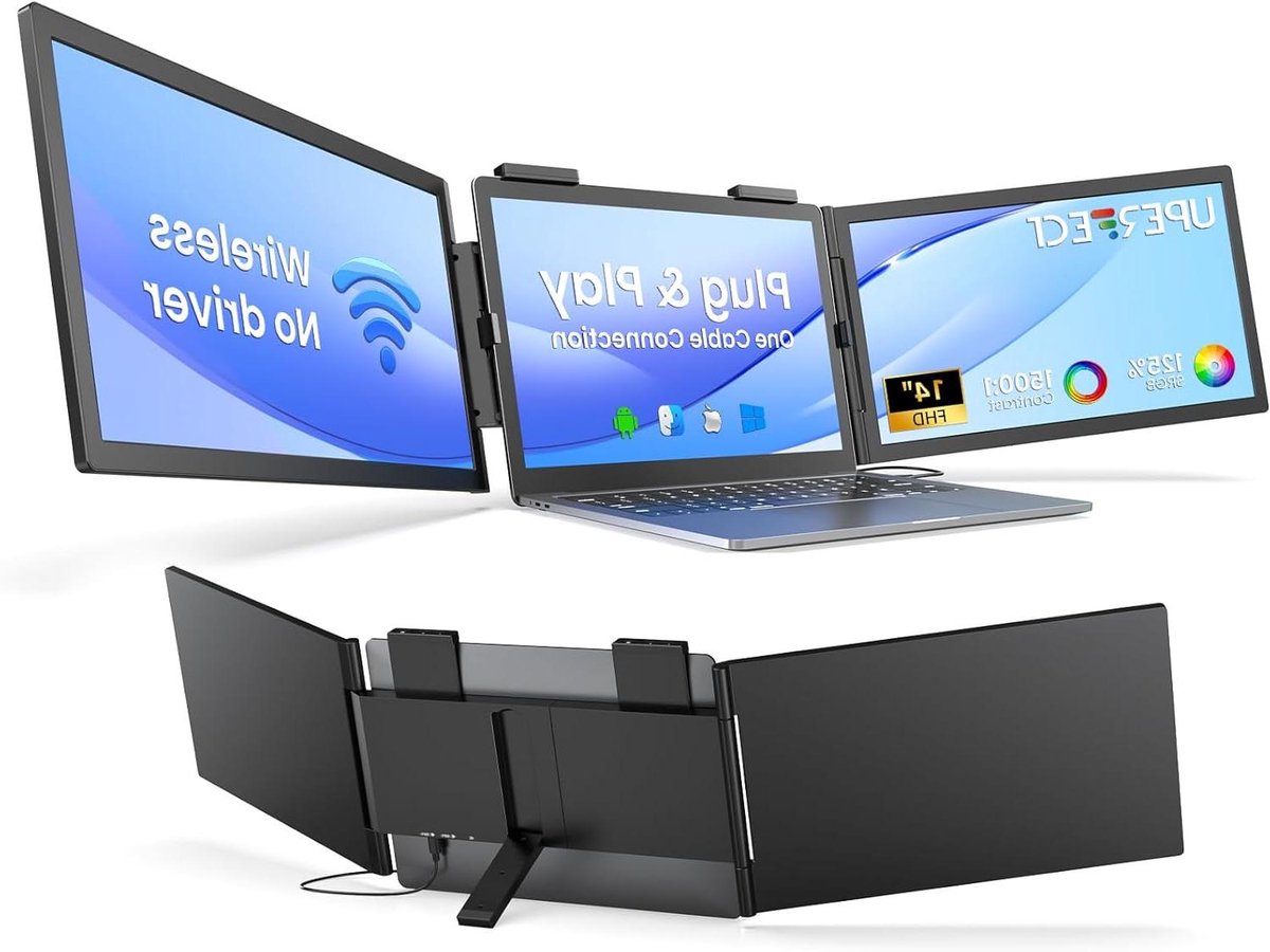Draadloze Schermuitbreiding - Extra Monitor - Productief Werken - Hybride Draadloos Bedraad - 14 Inch - Zwart