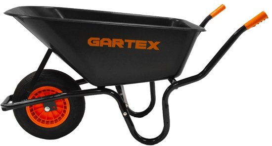 Gartex - Kruiwagen - Tuinwagen - Kunststof - 100 Liter - Zwarte Bak - Luchtband - Compact Verpakt - KW100KID — afbeelding 3