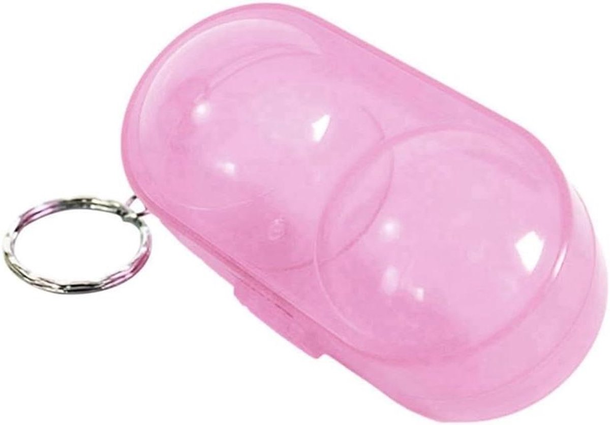 Tafeltennis Container - Bal Opbergdoos - Sport Accessoires - Met Sleutelhanger - Voor Twee Ballen - Roze