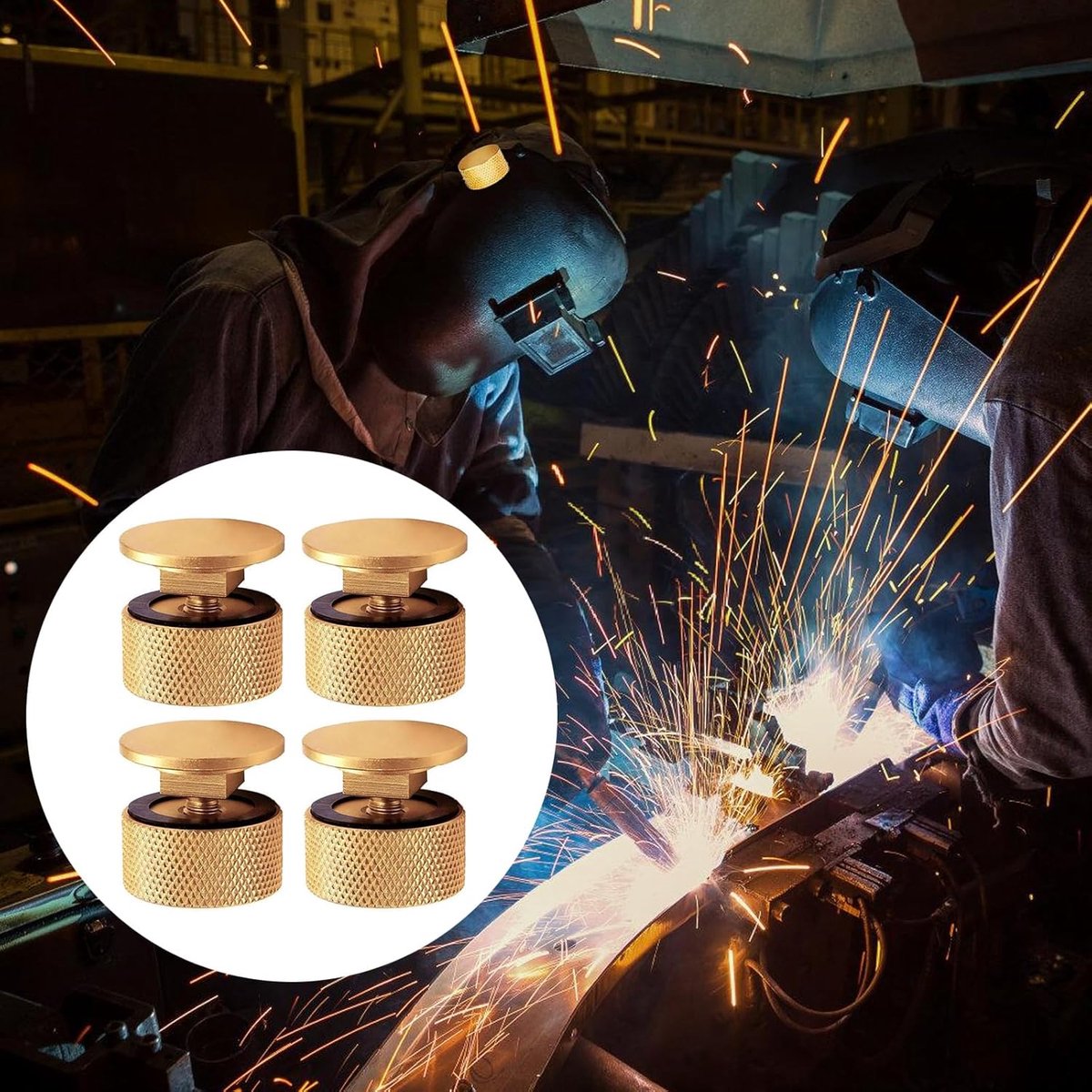Laskappen Bevestigingsmiddelen - Helm Onderdelen - Veilige Bevestiging - Aluminium Constructie - 4 Stuks - Goud