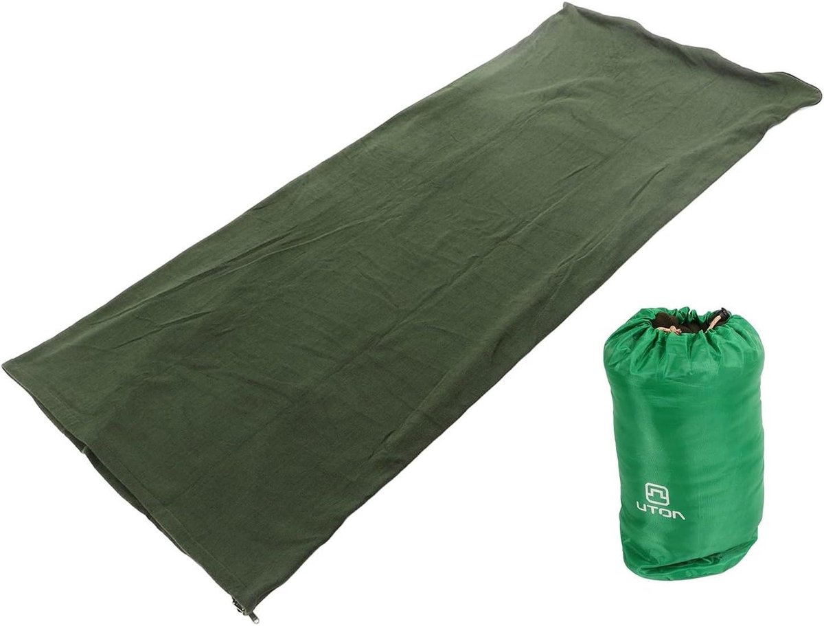 Fleece Slaapzak - Draagbare Voering - Buiten Reizen - Tweewegrits - 180x75cm - OD Groen