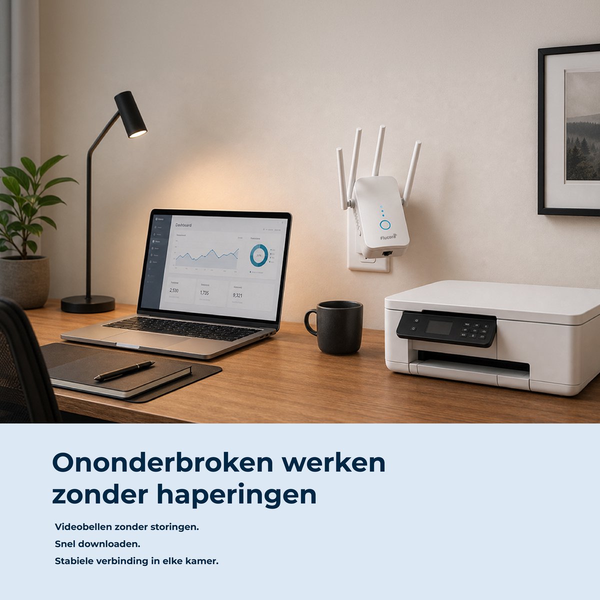 Flucora WiFi Versterker 1200 Mbps Dual Band met Stopcontact - afbeelding 3