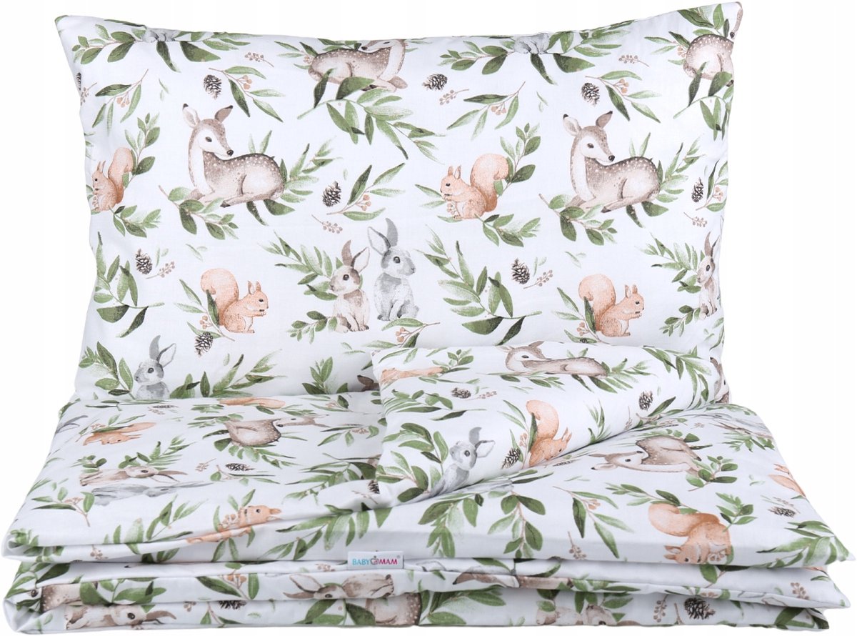 Babymam Kinderbeddengoed 2-delig 135x100cm Katoen Groene Weide