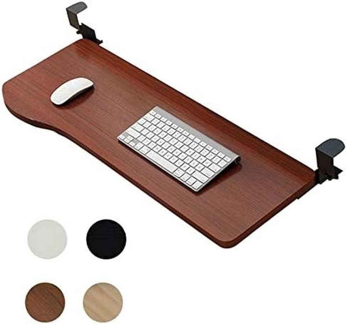 Toetsenbordlade Onder Bureau - Uittrekbare Houder - Bureau Organisatie - Zonder Boren Klemmen - 52-75 cm Breed - Houtkleur