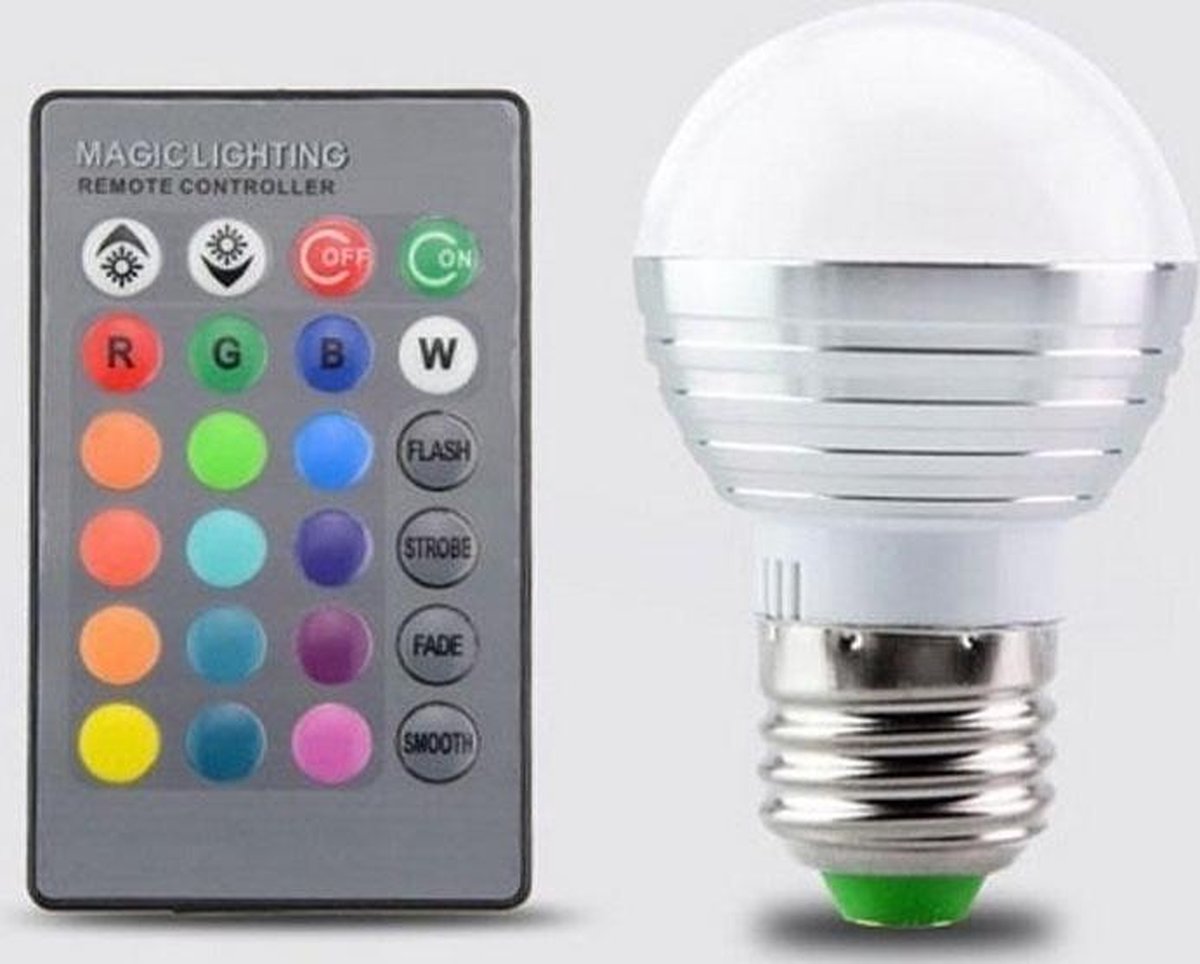 PartyFunLights Lampe d'ambiance E27 avec 16 couleurs et télécommande