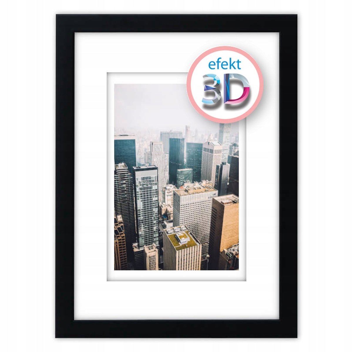 3D Fotografie Zwart 25x25 cm met Passe-Partout (15,5x15,5)