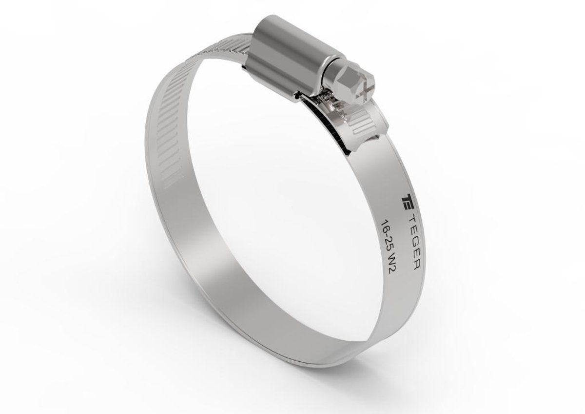 Versterkte slangklem RVS 16-25mm, 12mm breed