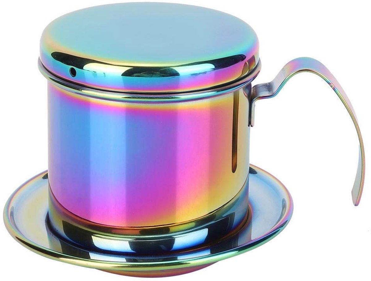 Dailygoods- Koffiefilterset Grote Capaciteit - Roestvrij Staal - Vietnamese Koffiedruppelaar - Handvat met Comfortabele Grip - Hoge Dichtheid Filter - Decoratieve Kookpan - Koffiezetapparaat