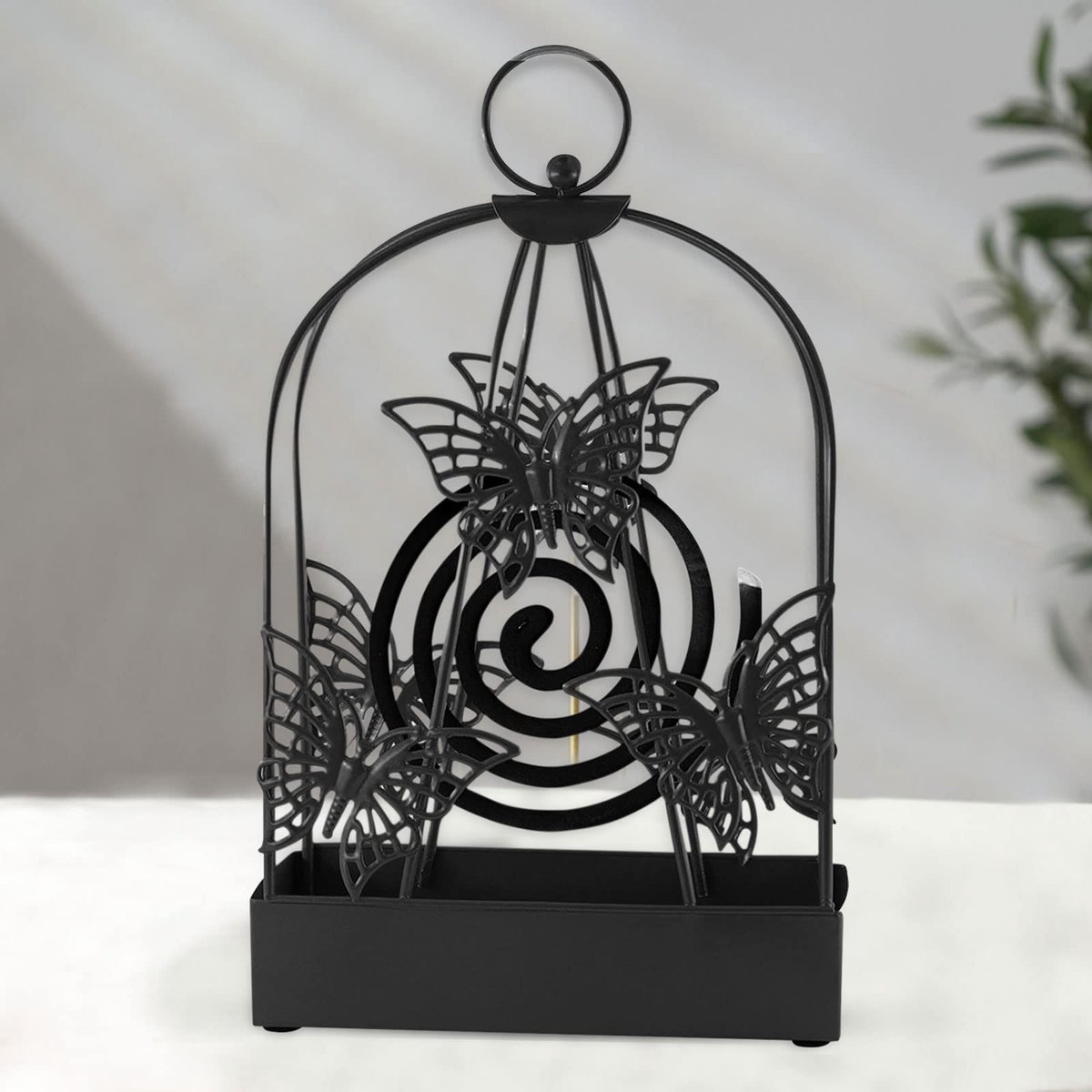 Dailygoods- Muggenspoelhouder Robuust IJzer - Metalen Rookspiraalhouder - Mosquito Coil Houder - Decoratieve Houder - 13 x 4,5 x 21 cm - Roestbestendig - Muggenhouder