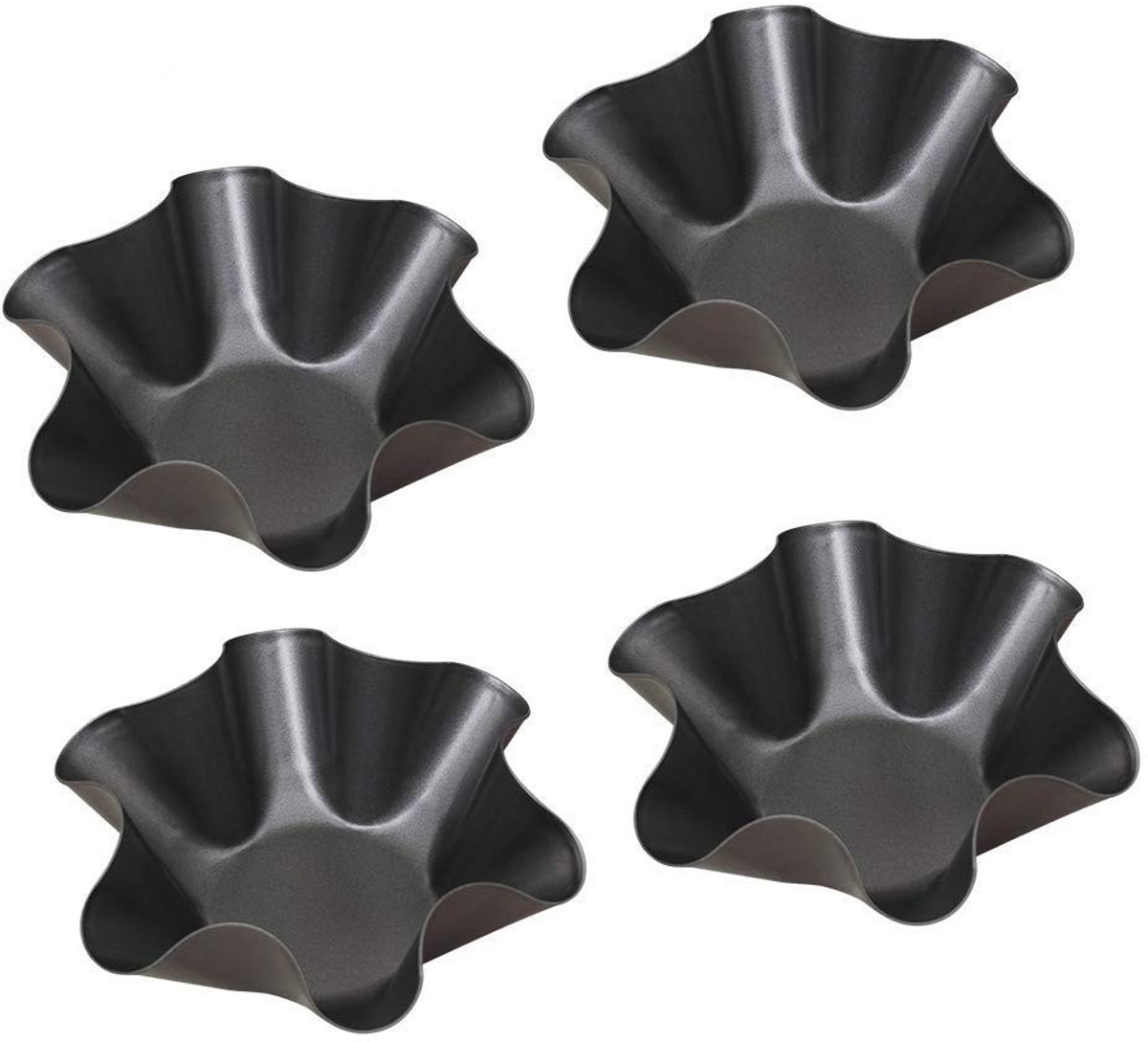Dailygoods- Taco Pan - 4 Stuks - Antiaanbaklaag - Vaatwasmachinebestendig - Koolstofstaal - Hittebestendig tot 50 graden Fahrenheit - Taco Schaal