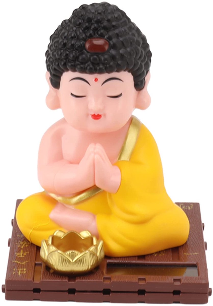 Dailygoods - Levensechte Knikkende Boeddha - Zonne-energie Boeddhabeeld - Duurzaam en Helder Decoratie - Boeddha-liefhebbers - Serene Kantoor- en Woon...