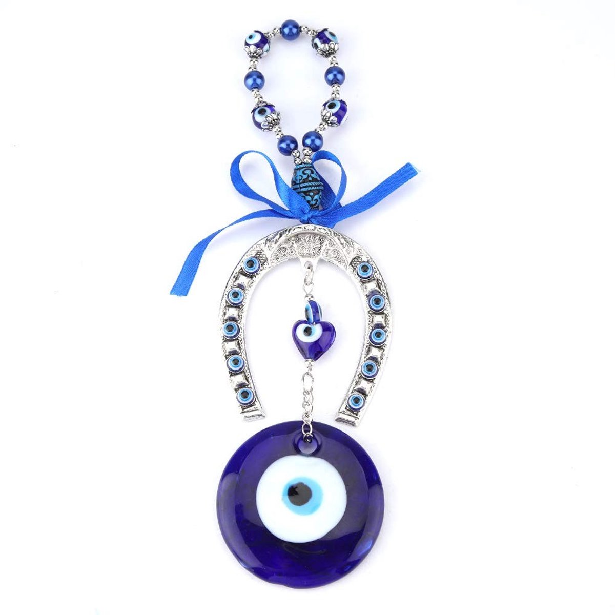 BRENZOOS- Boze Oog Amulet Hanger - Blauw Islamitisch Ontwerp - Talisman/Mascotte - Decoratie voor Muur - Handgemaakt - Duurzaam Materiaal - Geluksamulet