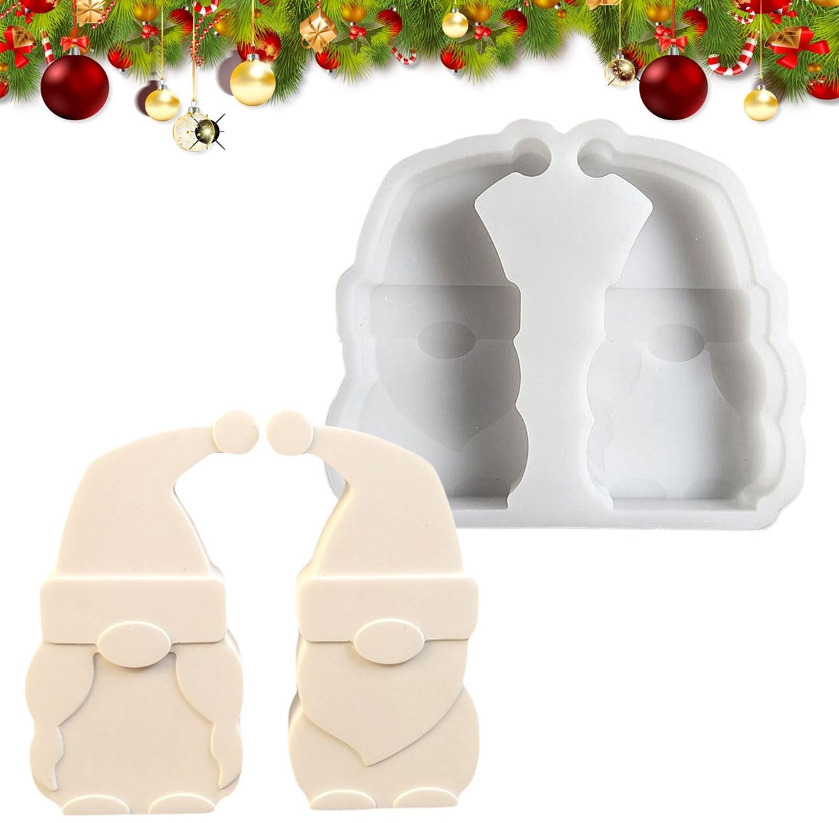 BRENZOOS- Siliconen Vormen Kerstman - Gietvormen - Siliconen Mallen - Decoratie - Cadeau-idee - Hoogwaardig Silicone - 12,5 x 10,6 x 2,2 cm - Gietvorm