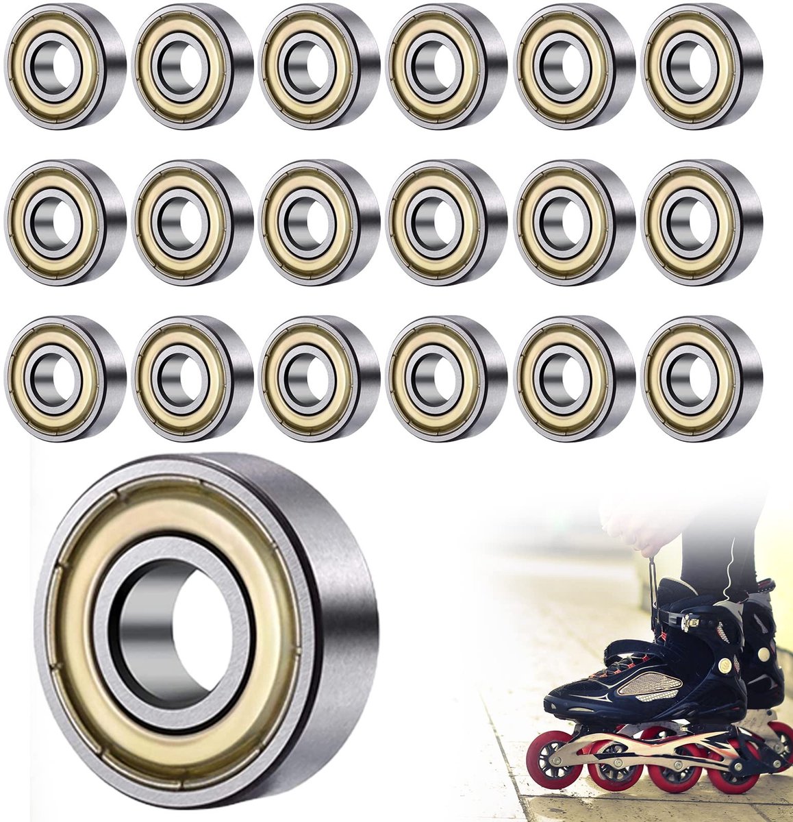BRENZOOS- Kogellagers 608ZZ - 18 Stuks - 8x22x7 mm - Hoogwaardige Staal - Hoge Snelheid - Weerstand tegen Hoge Temperatuur - Langere Levensduur - Lager