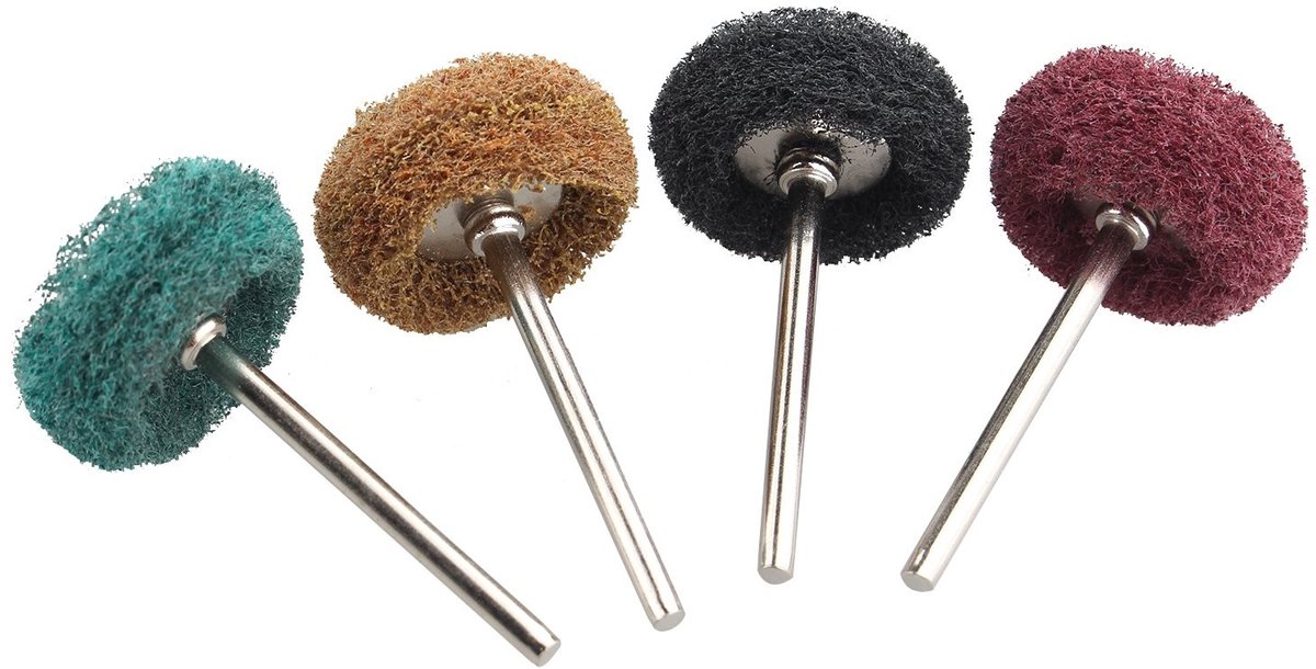 Dailygoods- Polijstwielen Set - 4 Stuks - 80/150/240/300 Grit - 25 mm Diameter - 3 mm Asdiameter - Schuurwielen voor Metaal