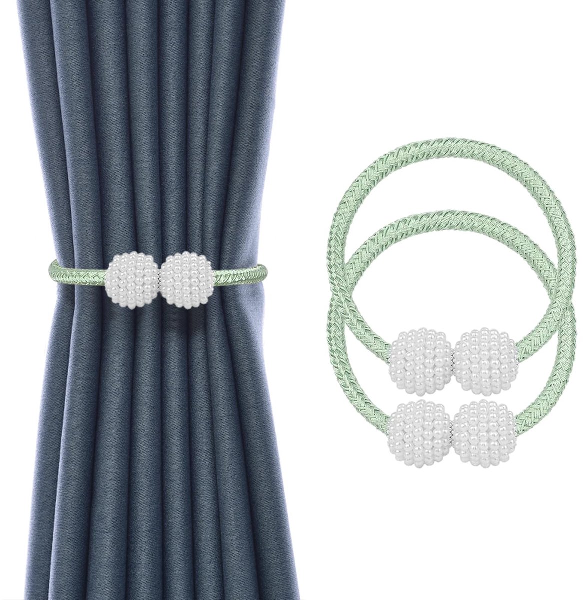 BRENZOOS- Gordijn Tiebacks Verbeterde Sterke Magneet - Gordijn Clips - Touw Holdbacks - Decoratieve Houder - Anti-Roest - Perfecte Grootte - Gordijnclips