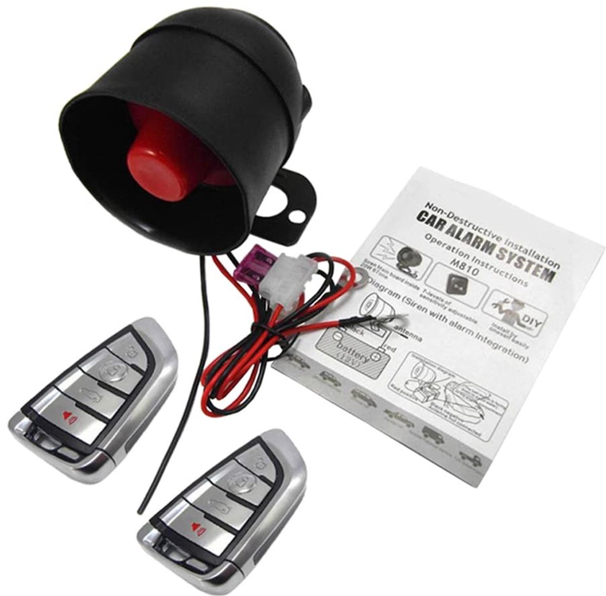 BRENZOOS- Auto Alarm Draadloos - Anti-diefstal Systeem - Vibration Systeem - Elektronica - 12V - Inclusief Afstandsbediening - Diefstalbeveiliging