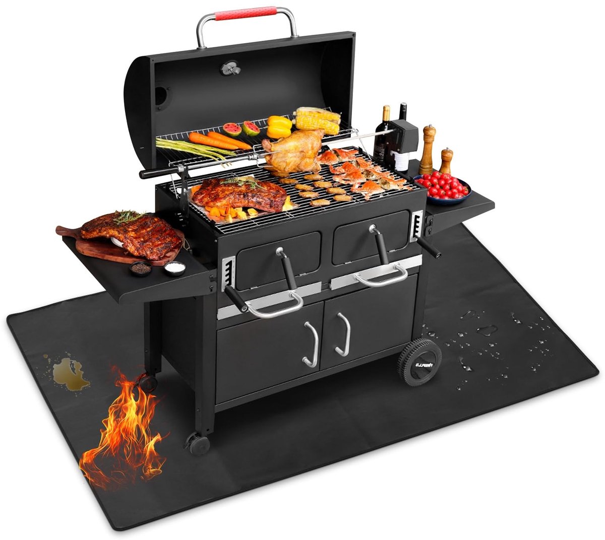 Dailygoods- Terrasbeschermermat Vuurvast 193x132 cm - Waterdicht - Oliebestendig - Brandwerend - Vet- en Vlekbescherming - Geschikt voor Grill en Haard - Ondergrillmat