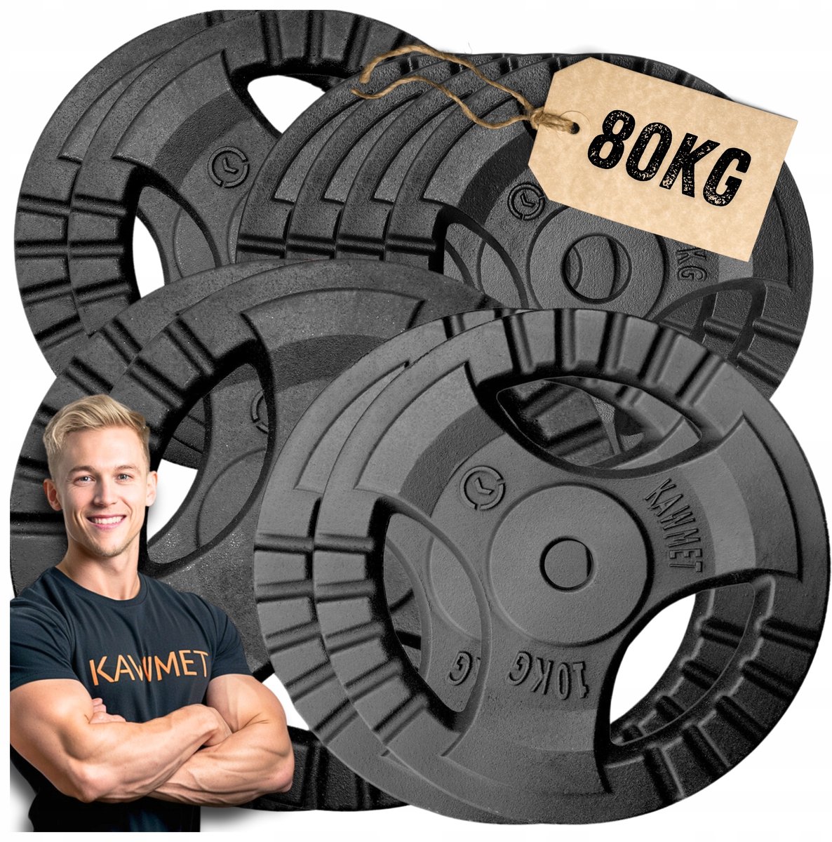 80 kg gietijzeren halterschijven set 28,5 mm voor fitness