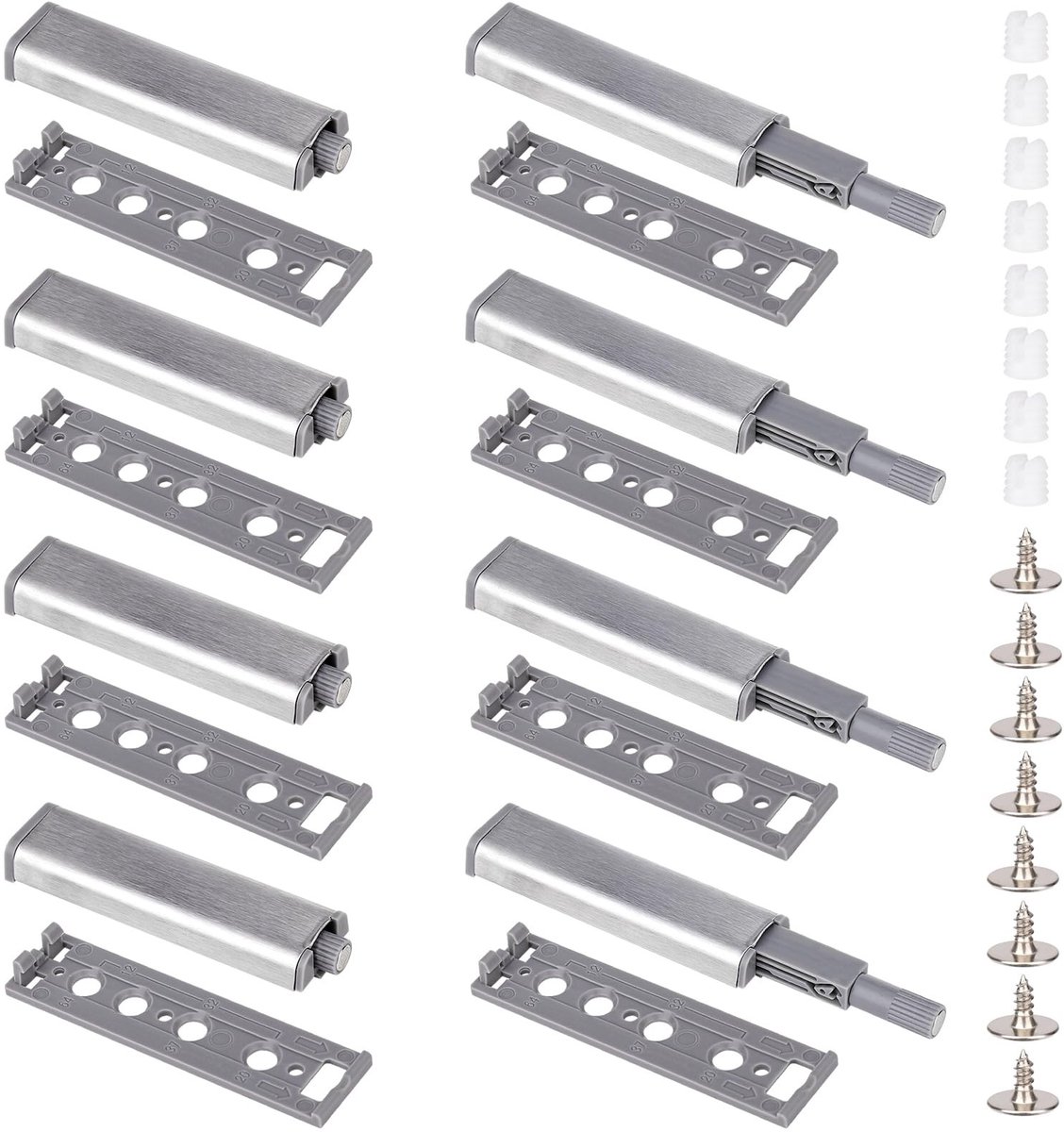 JHUBERS- Drukdeuropener - 8 Stuks - Softclose Achteraf Inbouwen - Magneetsnapper - Magnetische Deursluiter - Corrosie- en Roestbestendig - Deuropener