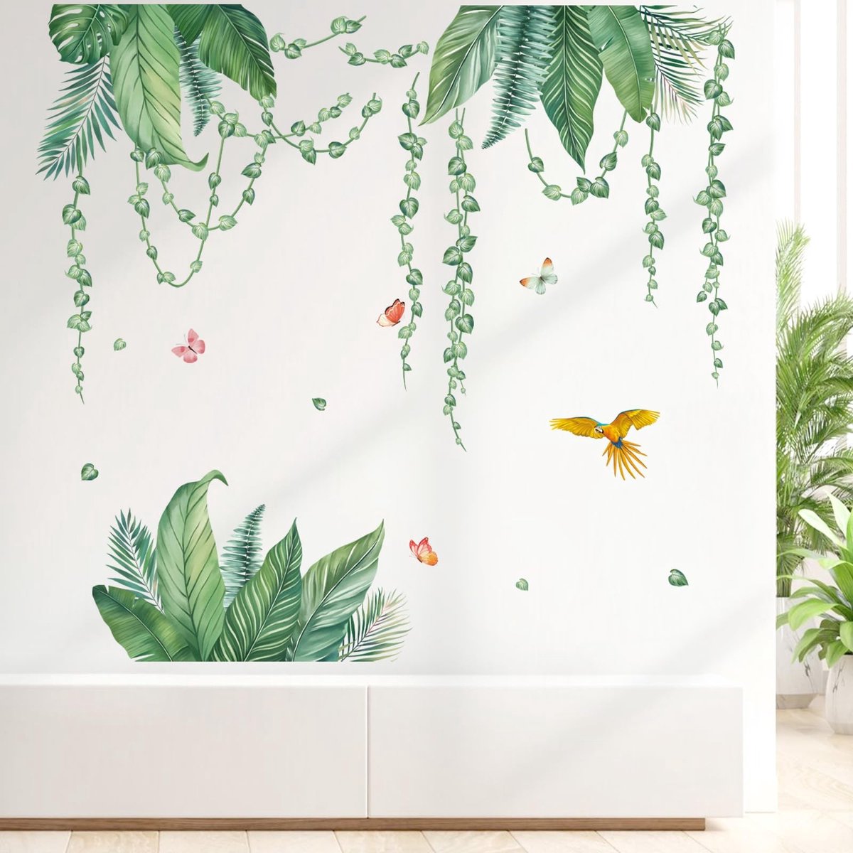 BRENZOOS - Tropical Leaves Wandstickers - Groene Planten - Waterdicht - Muursticker - Interieurdecoratie - Geschikt voor Woonkamers en Slaapkamers