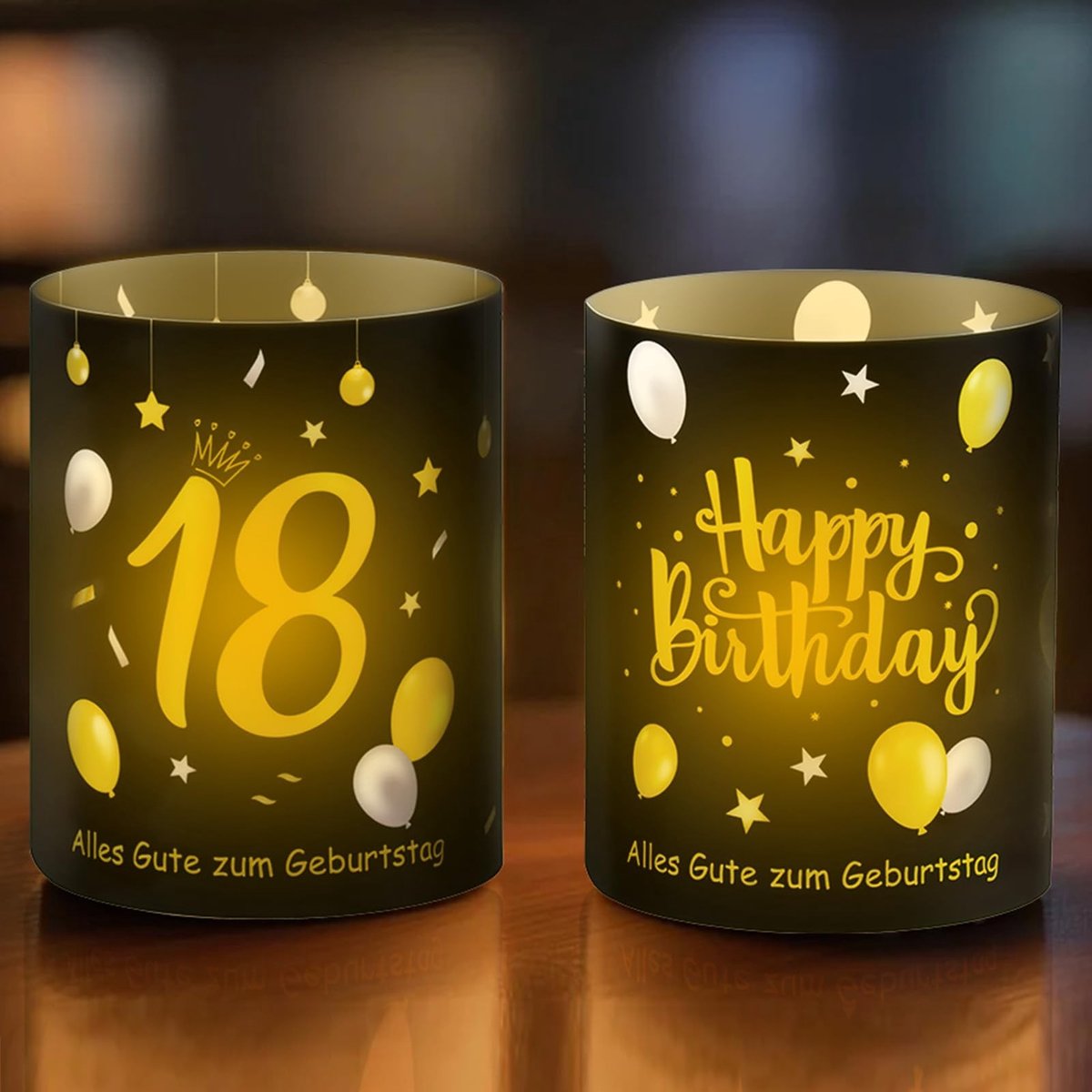 Dailygoods- Windlicht Tafeldecoratie 12 Stuks - Verjaardag 18 Jaar - Kaarsen/Theelichtjes - Eenvoudig Te Monteren - Afmetingen 27x10cm/8x10cm - Lantaarn