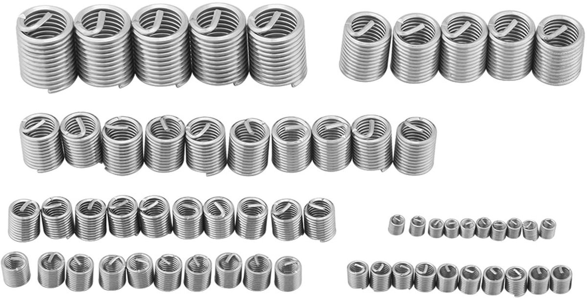 Dailygoods- Draadinsert Assortiment 60 Stuks - Metrische Draad Reparatie Kit - M3/M4/M5/M6/M8/M10/M12 - RVS - Verbeterde Slijtvastheid - Draadversterker