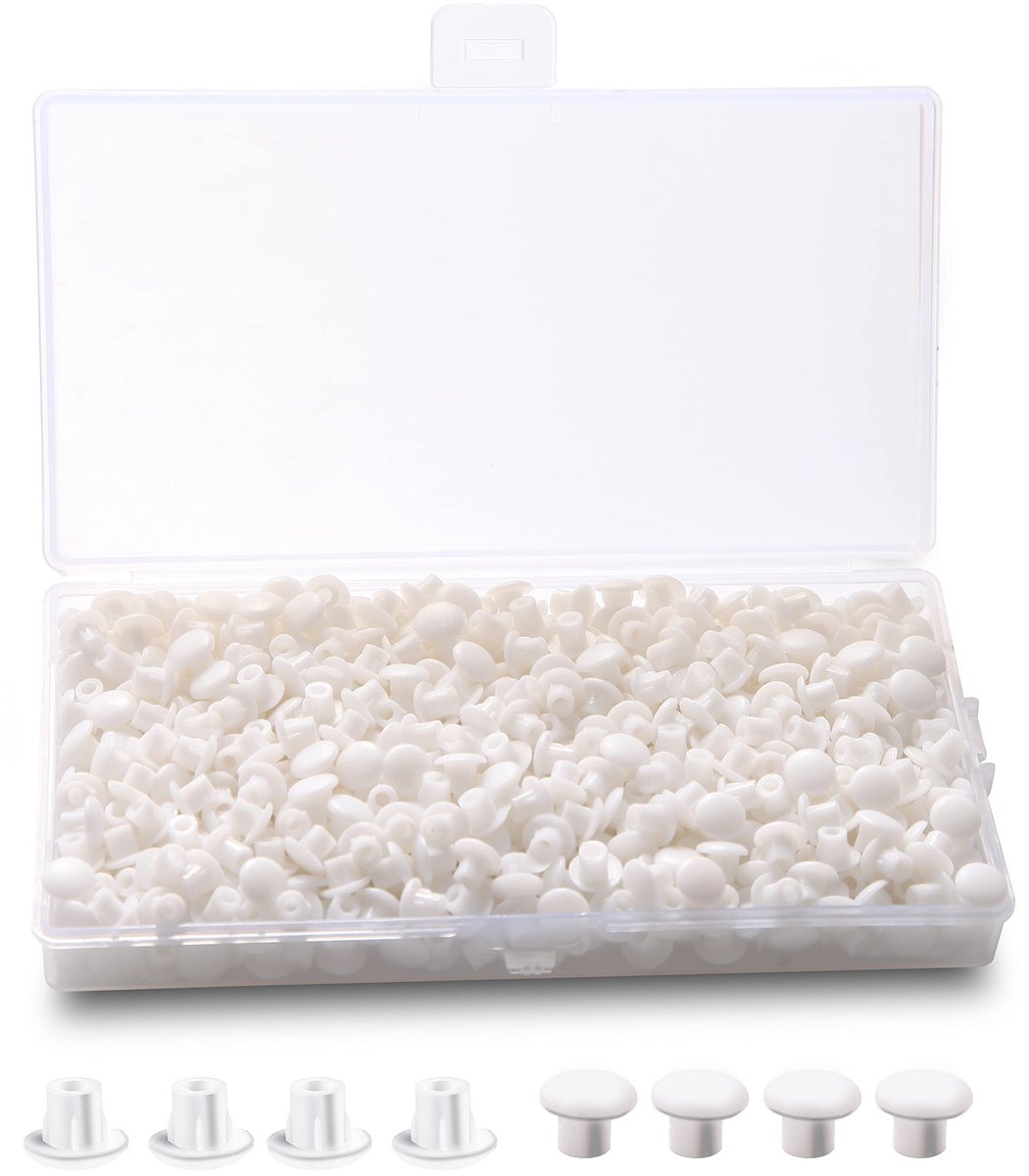 Dailygoods- Boorgatplug 600 stuks - Plastic Gatpluggen - Voor 5mm Gaten - Dekking Meubels - Wit - Diameter 8mm - Gatplug