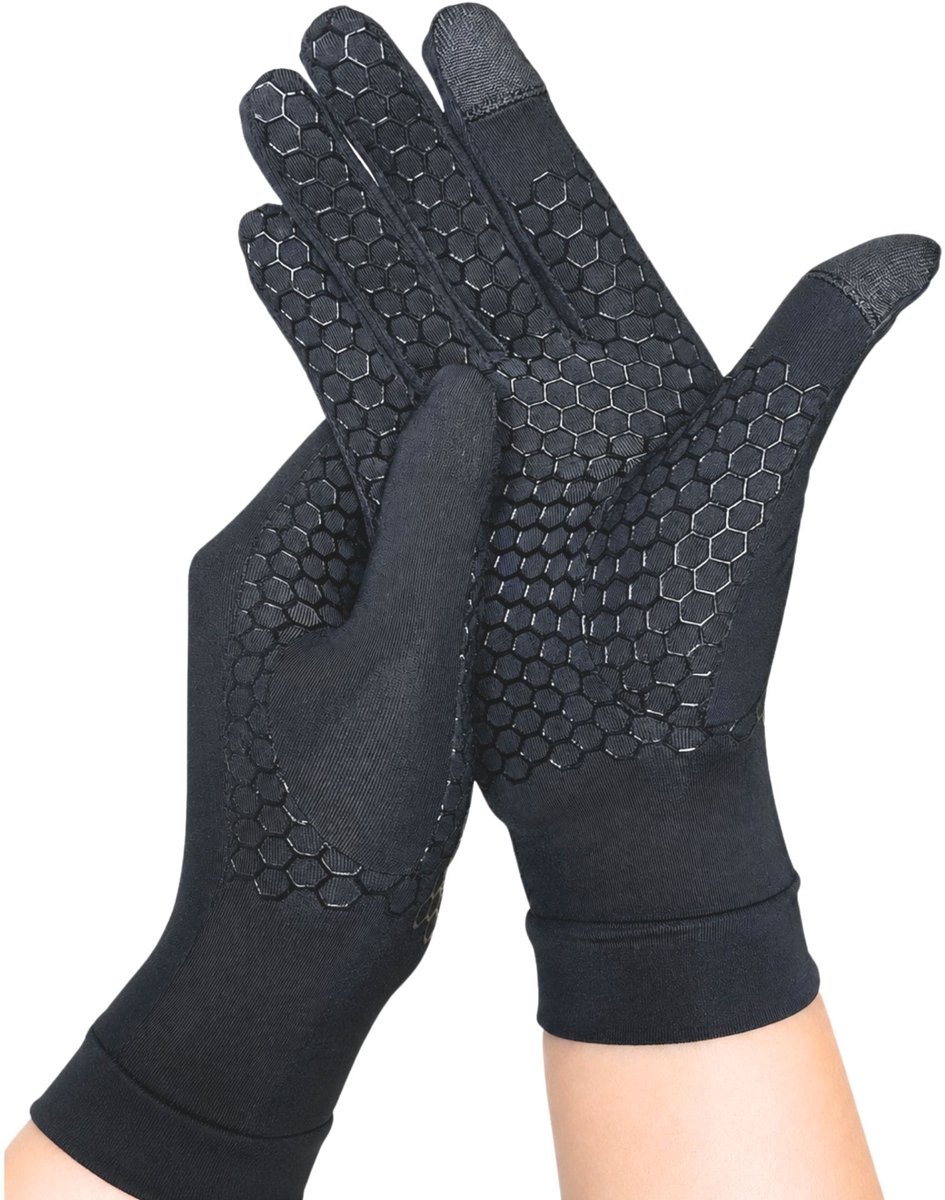 KANGKA Compressie Handschoenen met Vingertoppen - Zwart - maat L