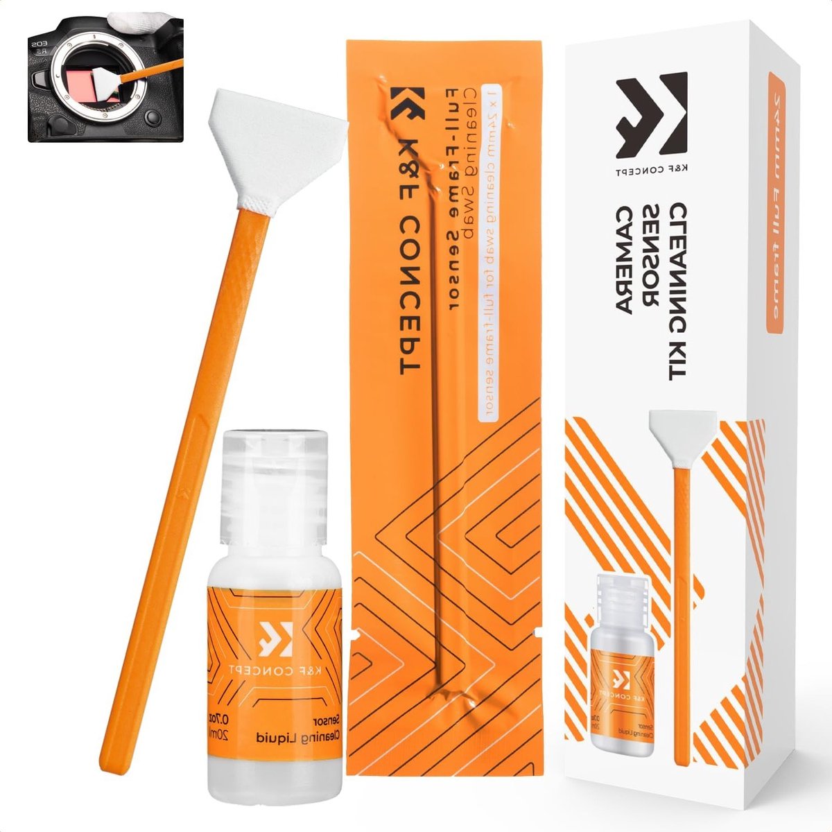 24mm Full Frame Sensor Cleaning Swab *6 + 20ml Sensor Cleaner voor DSLR en SLR Camera's, Geschikt voor Reflex en Mirrorless CCD en CMOS Reiniging