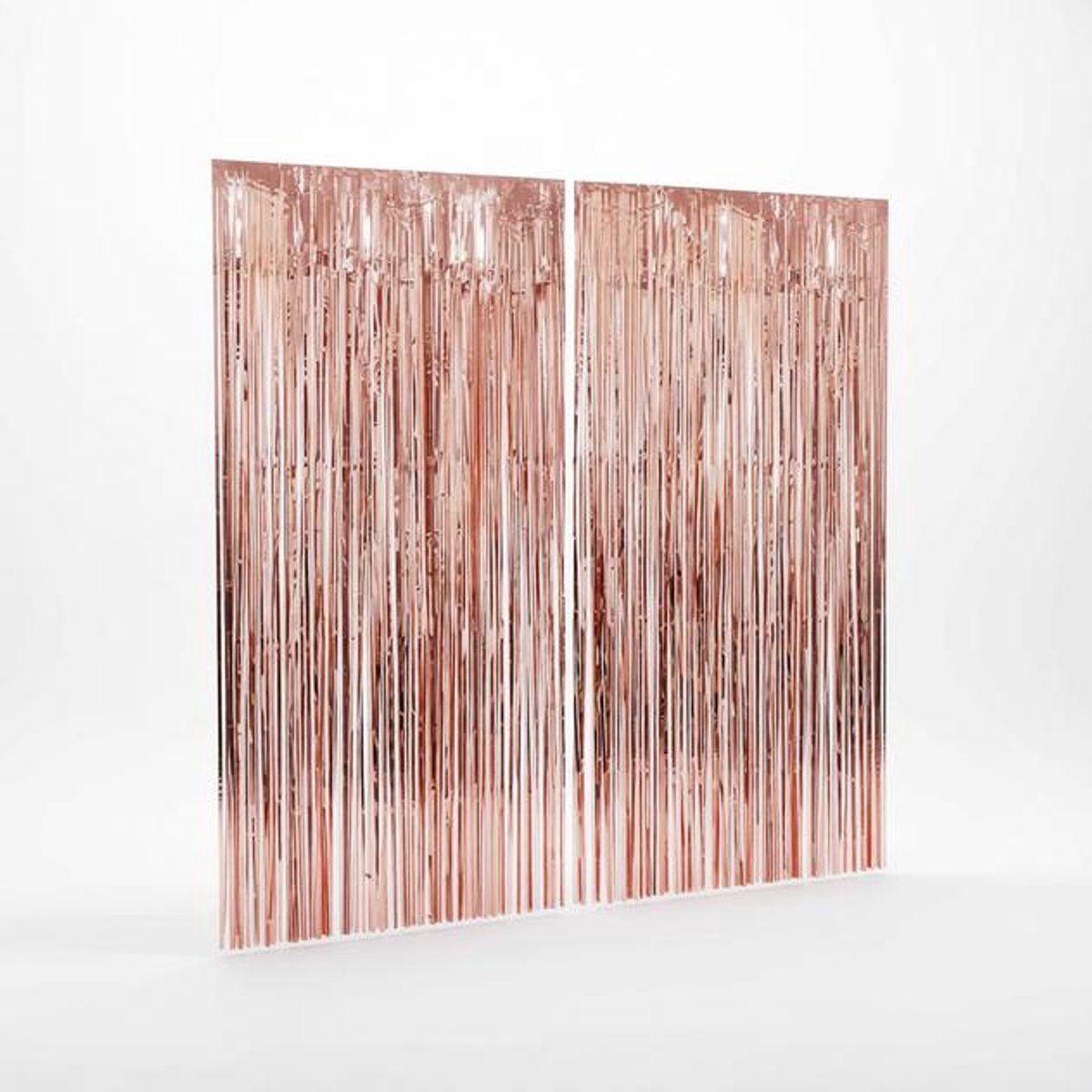 ElleMooi 2 Lametta Metalen Folie Gordijnen Rose Gold - 1x2m - Achtergrond Ringgordijnen voor Verjaardag, Bruiloft en Party Decoratie