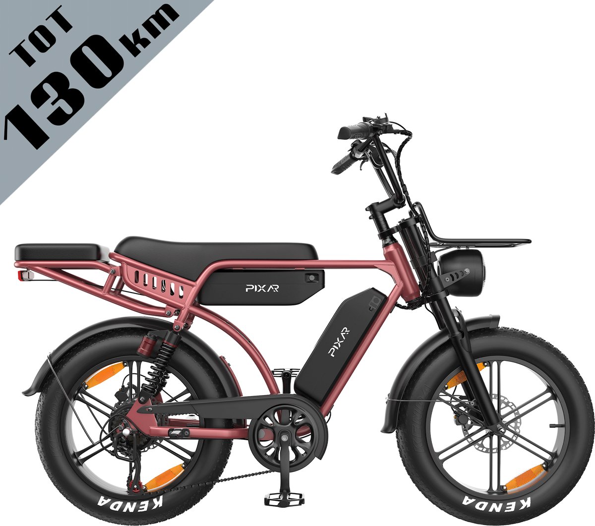 Galaxy M9 Elektrische Fiets 20 Inch Fatbike - Dubbele 35Ah EVE Accu - Tot 130 km Bereik - 250W Motor - Hydraulische Schijfremmen - Shimano 7 Versnellingen - LCD Display met NFC-Roze