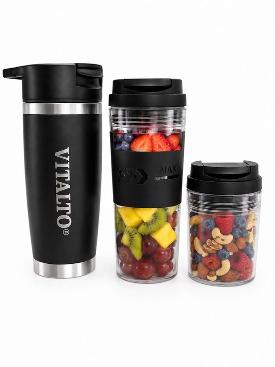 VITALTO V1 SERIES - Draagbare Blender - Portable Blender - BPA vrij - Smoothie maker - Vaatwasserbestendig - 700ML-USB-C Oplaadbaar - Zwart van Merkloos — afbeelding 2