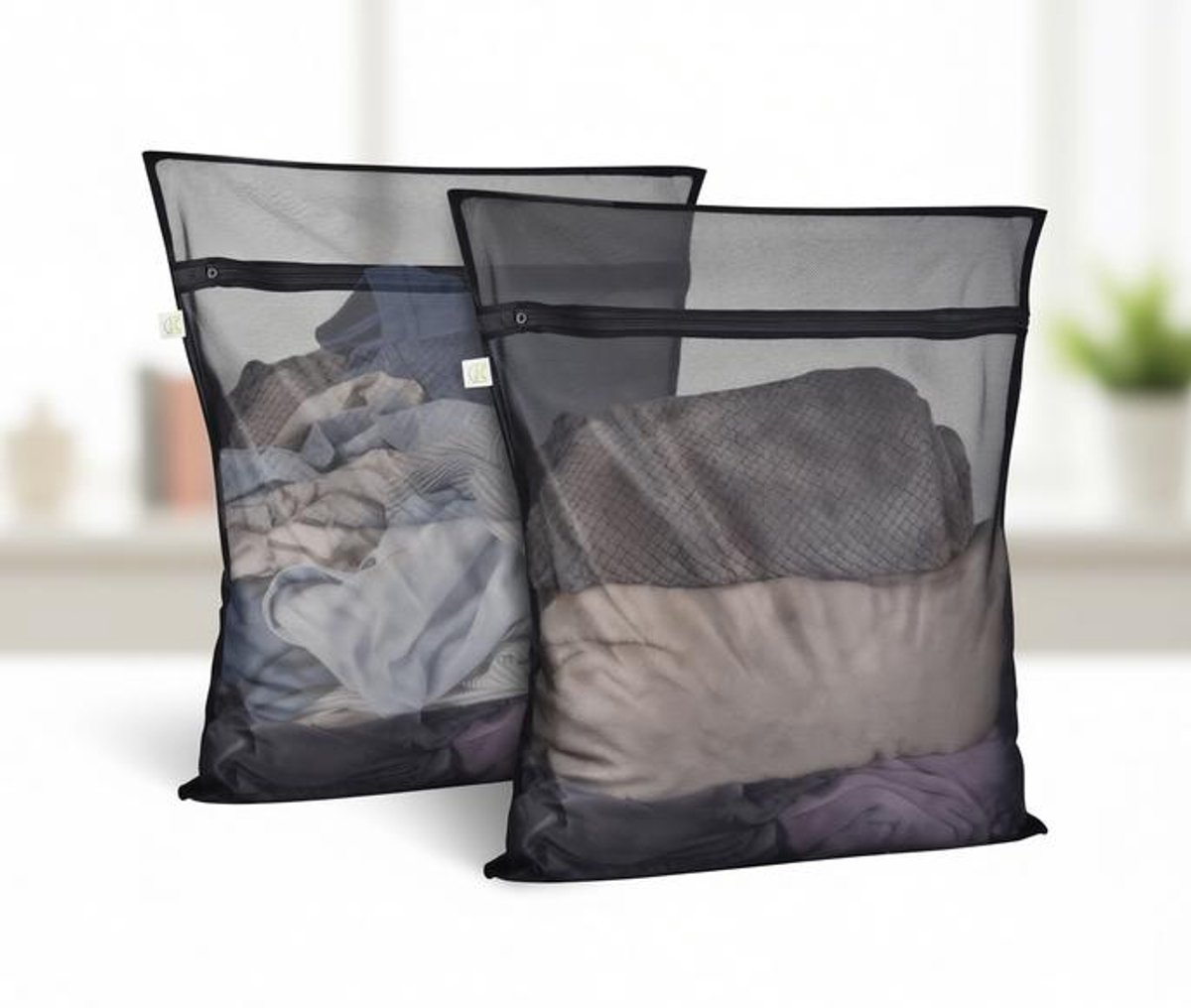 Maison Elara Waszakken voor wasmachine 2-pack - Zwart - 40x50 cm