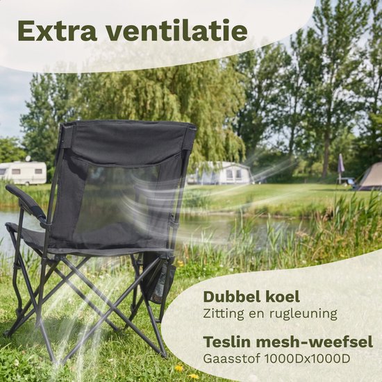 TRVLMORE Campingstoelen - Opvouwbaar - 2-Pack - 120KG Draagvermogen - Incl. Draagtas - Klapstoel - Visstoel - Kampeerstoel - Vouwstoel - Grijs — afbeelding 4